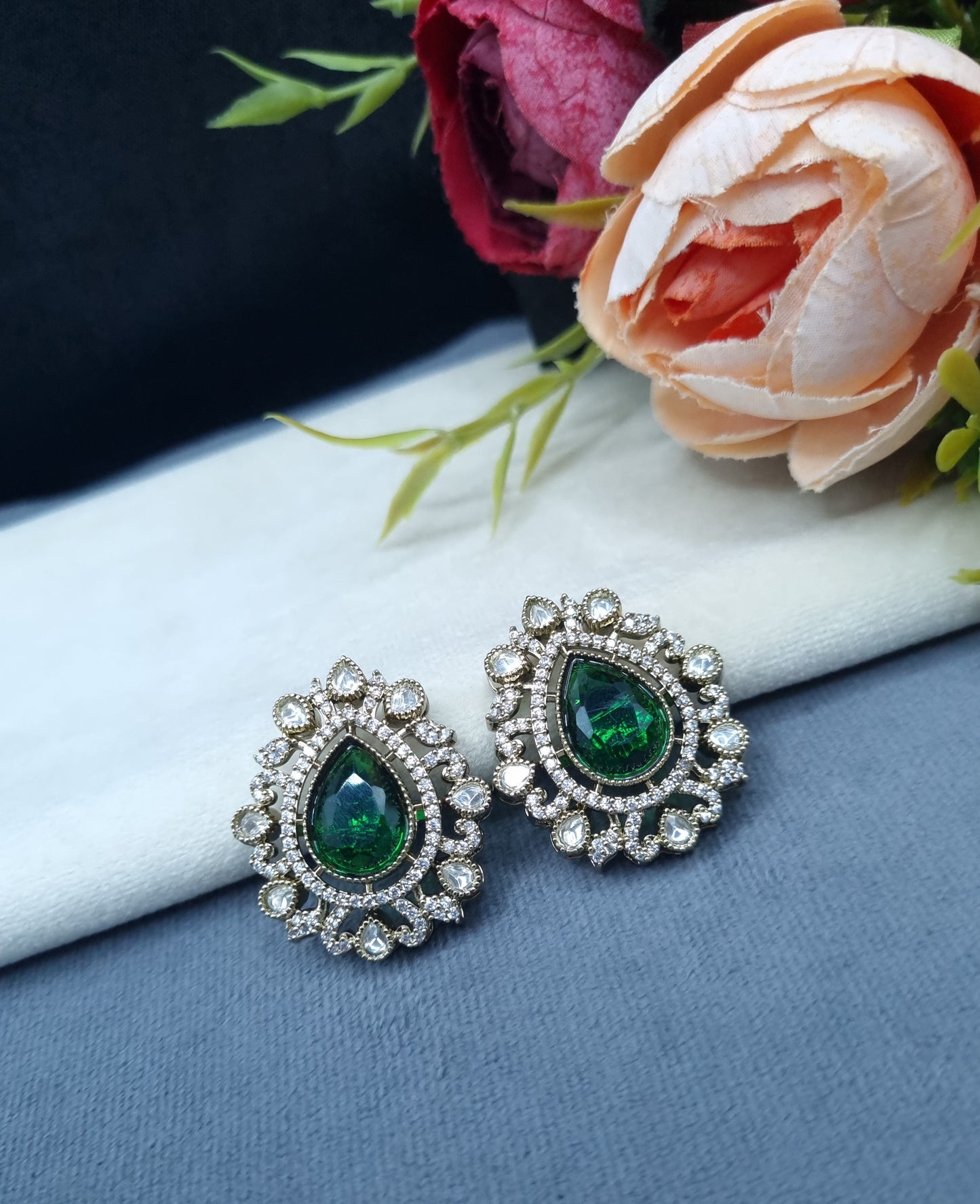 Elegant Statement Teardrop Stud Earrings for Festive Wear