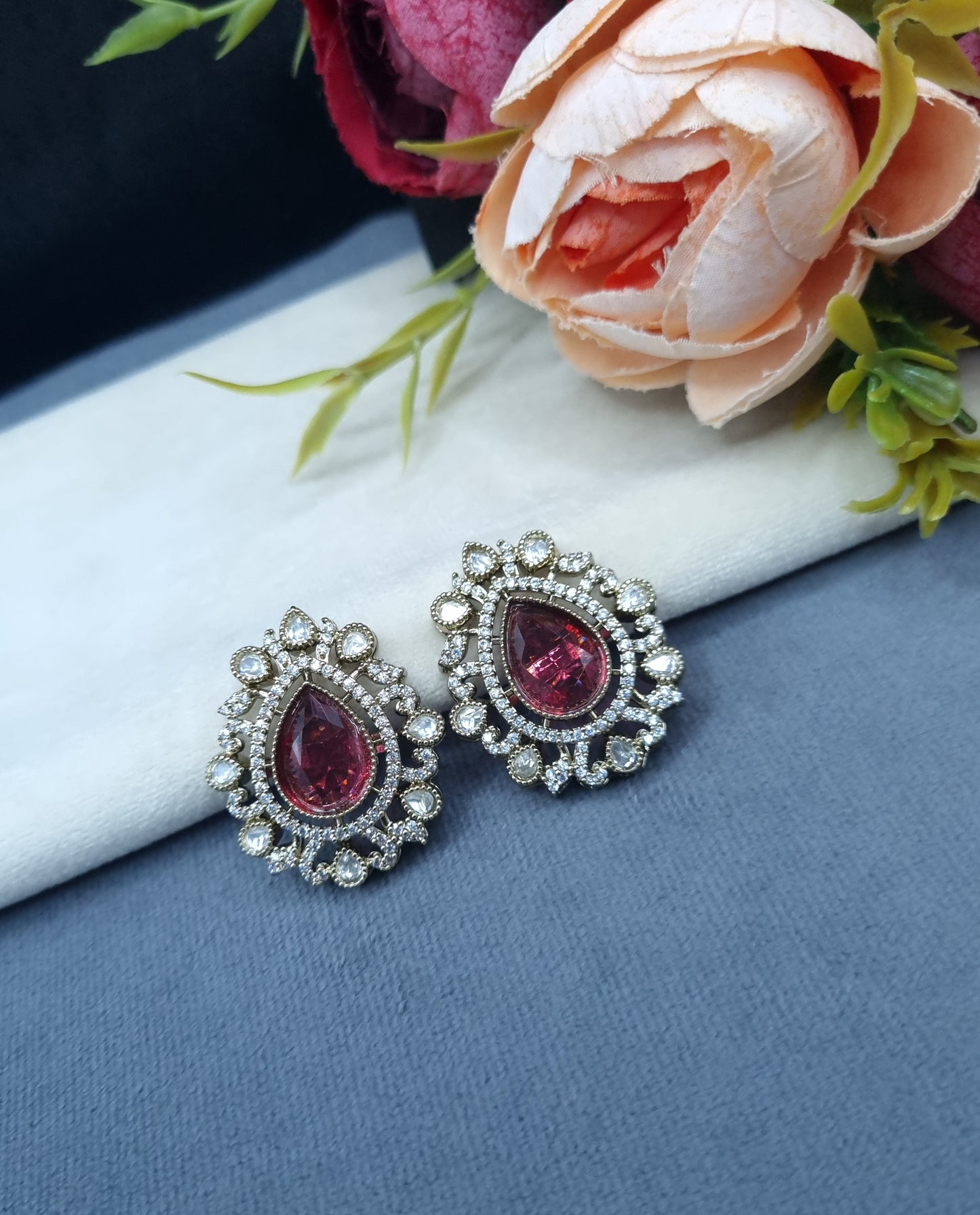Elegant Statement Teardrop Stud Earrings for Festive Wear