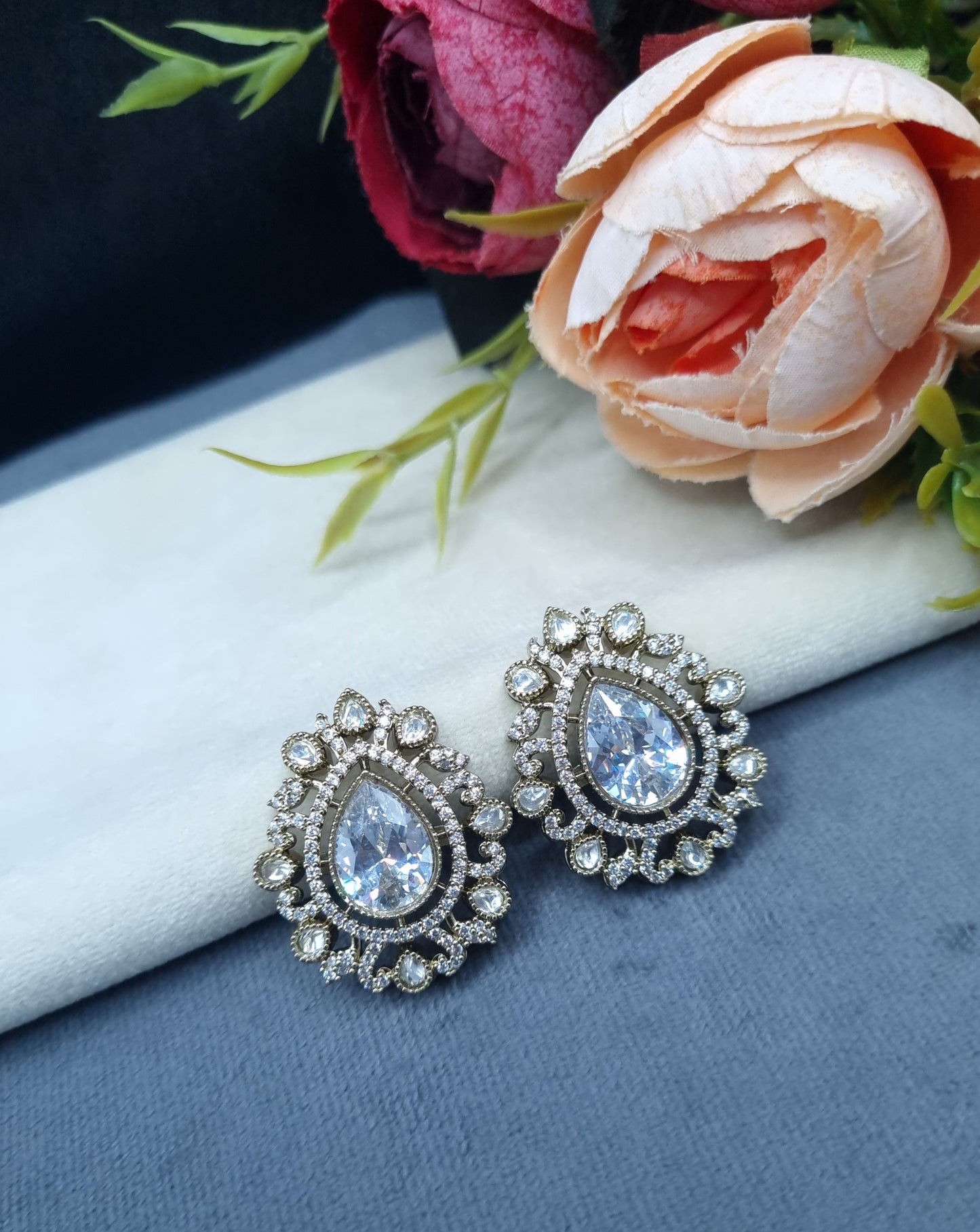 Elegant Statement Teardrop Stud Earrings for Festive Wear