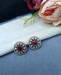 Classic Round Halo Stud Earrings with Pavé Border