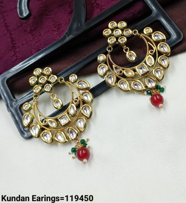 Elegant Traditional Kundan Hoop Earrings with Drop Detailing – Style