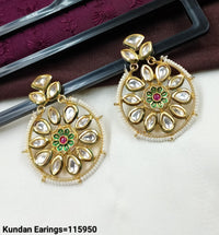 Kundan Floral Pearl Hoop Earrings – Elegant Traditional Jewellery