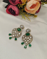 Heritage Heart Shield Kundan Earrings