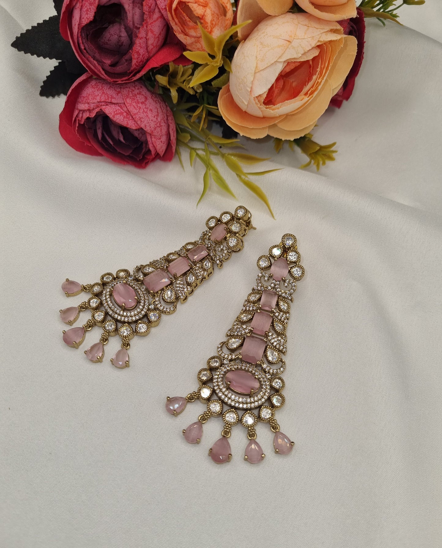 Kundan Long Linear Chandelier Earrings