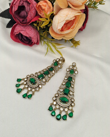 Kundan Long Linear Chandelier Earrings