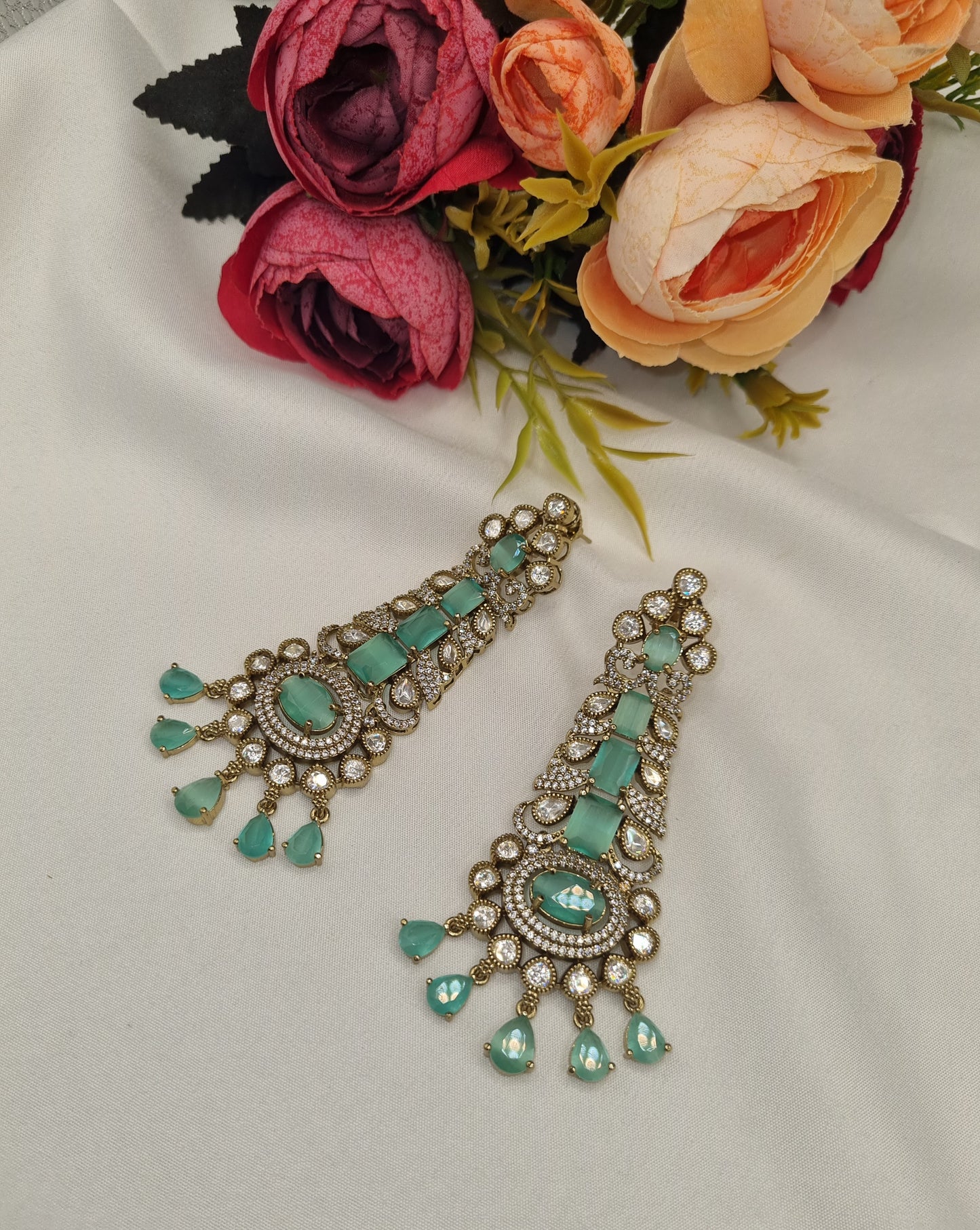 Kundan Long Linear Chandelier Earrings