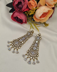 Kundan Long Linear Chandelier Earrings