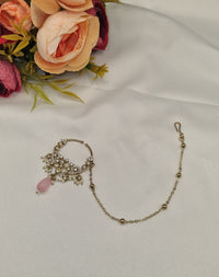 TRADITIONAL KUNDAN & DROP BEAD NOSE RING WITH HAIR CHAIN
