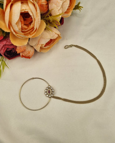Teardrop Medallion Nath with Layered Chain