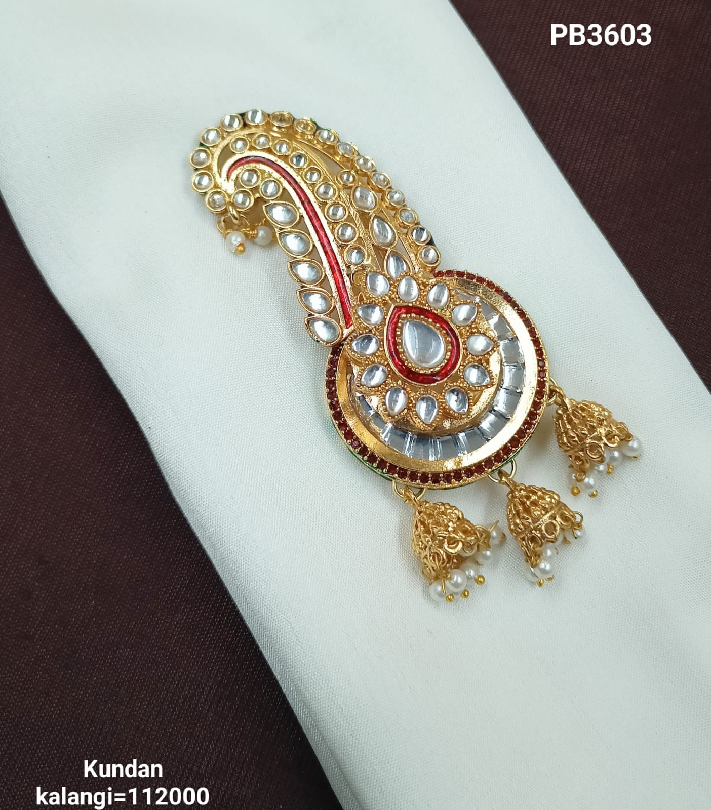 Traditional CZ Kalangi with Pearl Jhumki – Groom's Accessory | Lucentemarket
