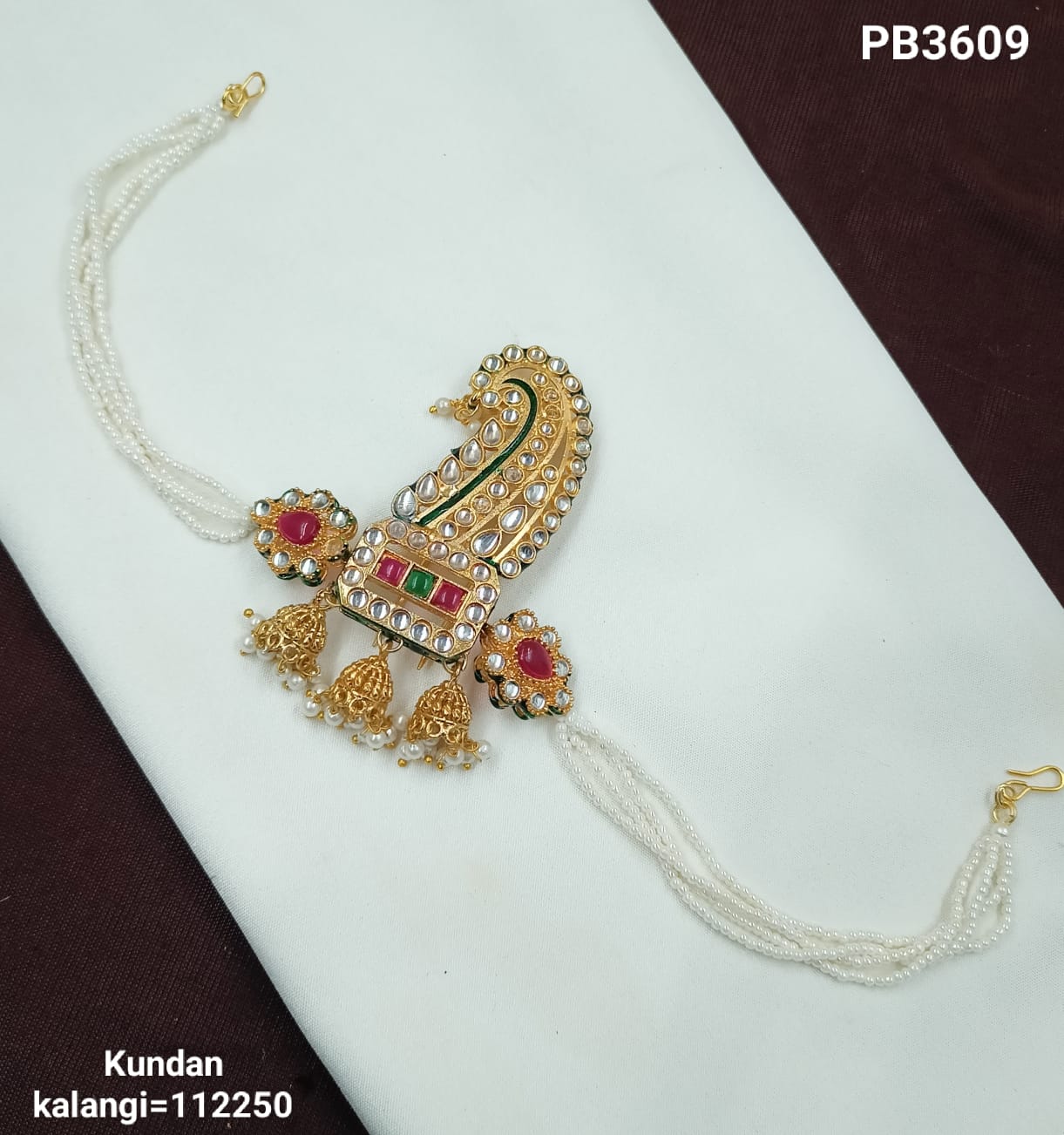 Royal CZ Kalangi with Pearl Chain and Jhumki Drops – Groom's Accessory
