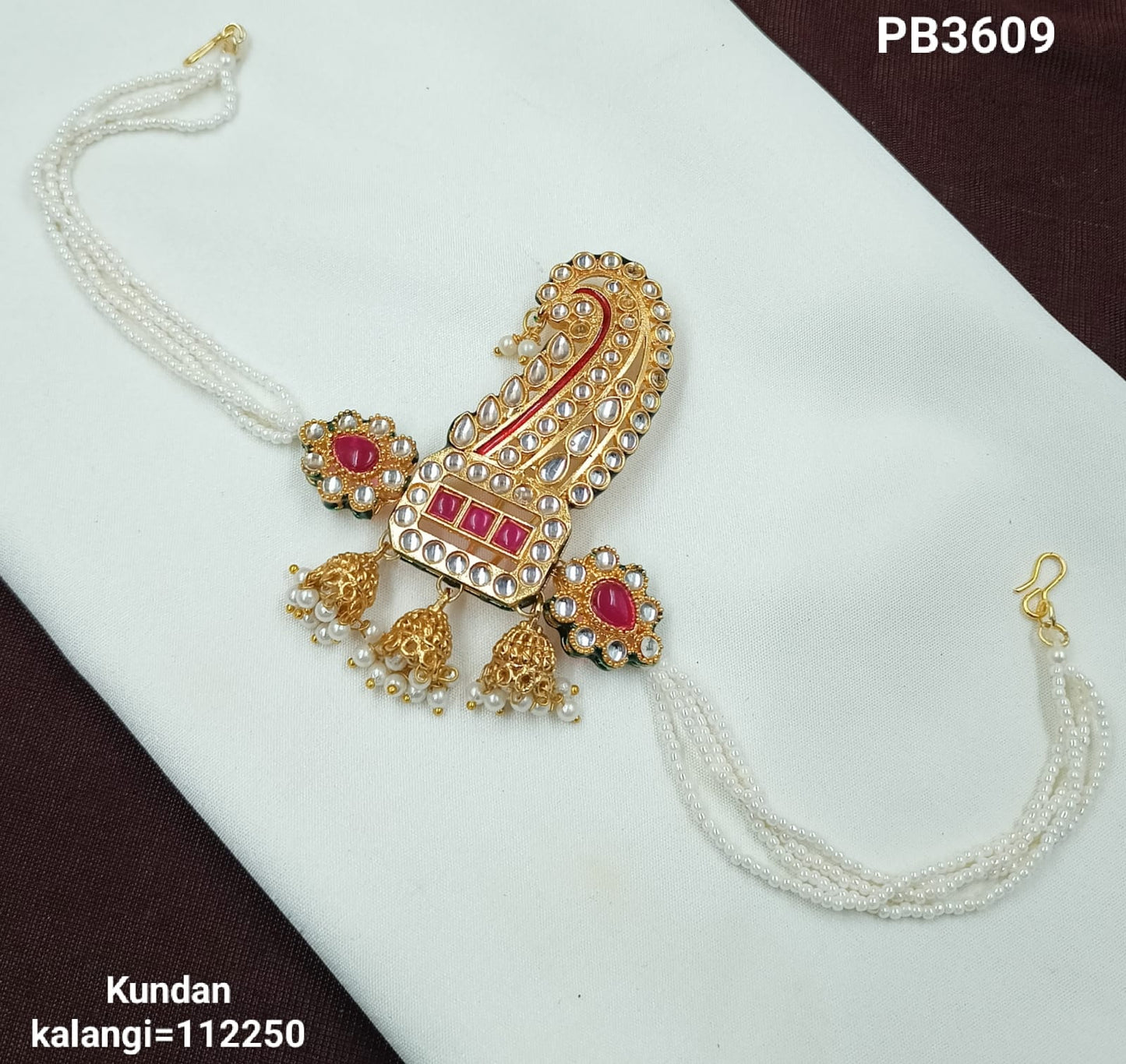 Royal CZ Kalangi with Pearl Chain and Jhumki Drops – Groom's Accessory