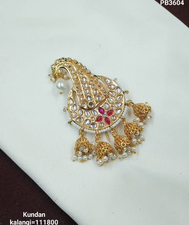 Elegant CZ Kalangi with Pearl and Jhumka Accents