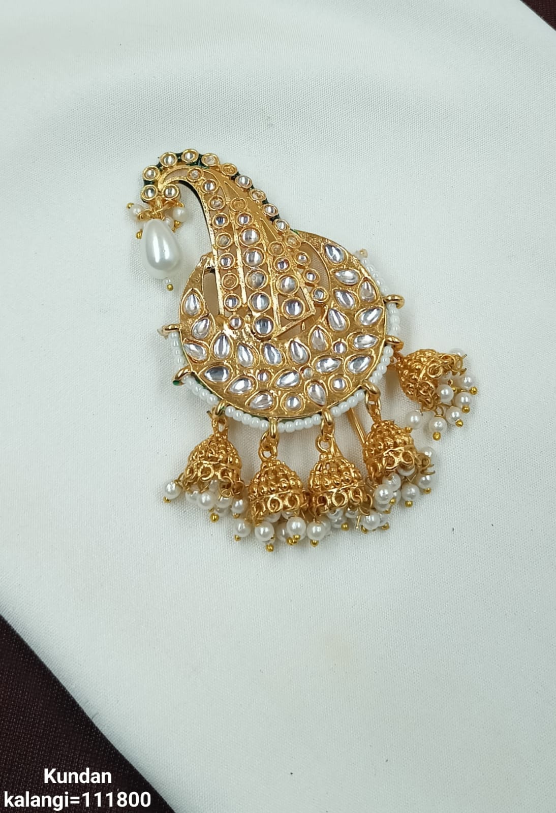 Elegant CZ Kalangi with Pearl and Jhumka Accents