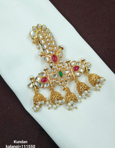 Royal CZ Kalangi with Intricate Detailing and Pearl Jhumkas