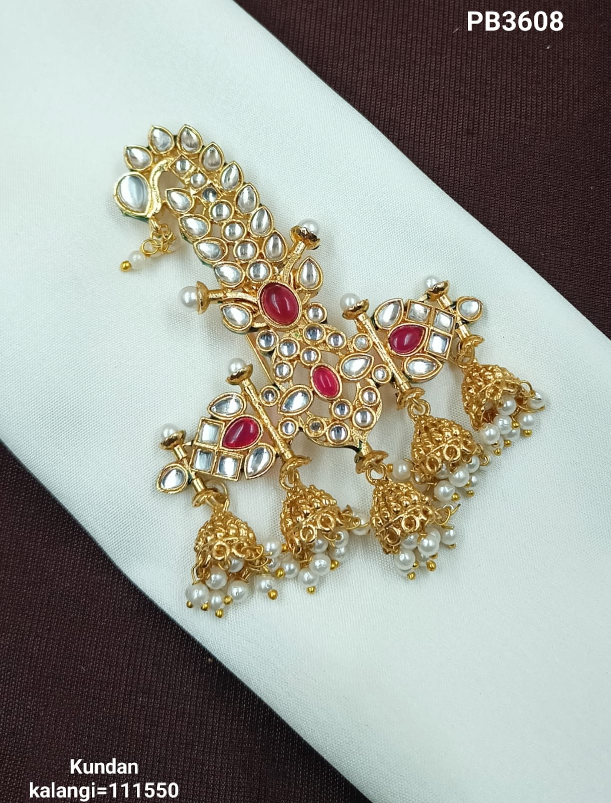 Royal CZ Kalangi with Intricate Detailing and Pearl Jhumkas