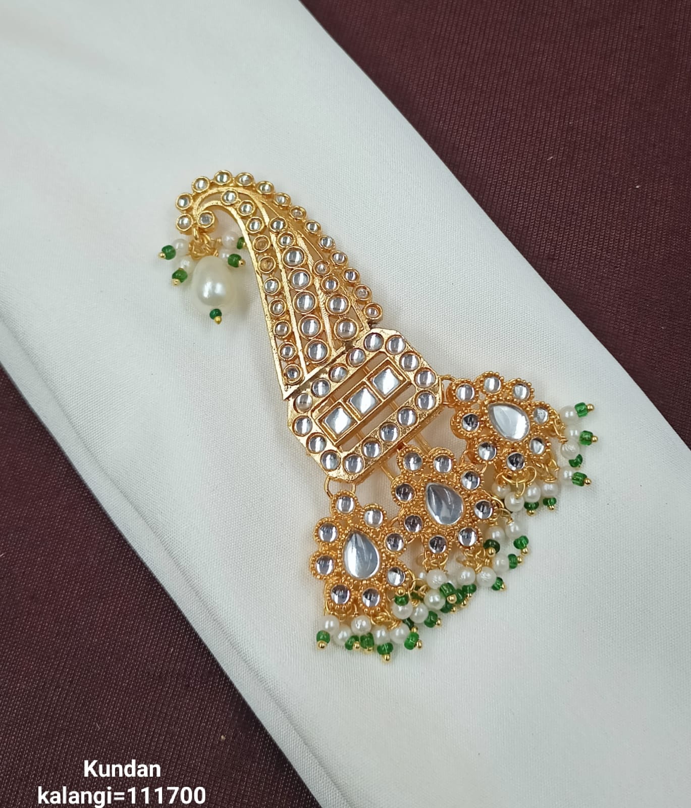 Traditional CZ Kalangi with Teardrop Stones and Pearl Bead Detailing