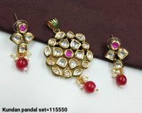 Elegant Kundan Pandal Pendant Set with Matching Earrings