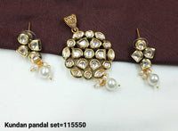 Elegant Kundan Pandal Pendant Set with Matching Earrings