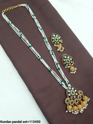Traditional Kundan Pandal Necklace and Earring Set