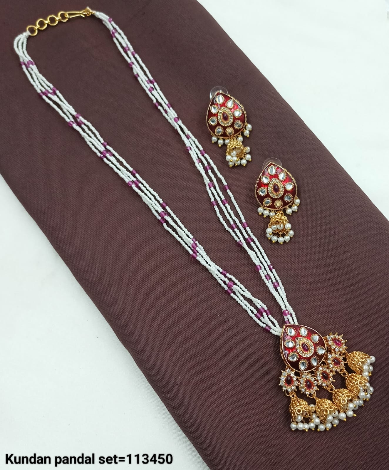 Traditional Kundan Pandal Necklace and Earring Set