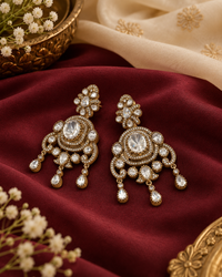 Royal Tiara Kundan Drops
