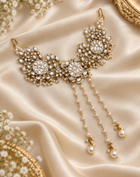 Heritage Floral Kundan Choti Patti with Hanging Pearl Strands