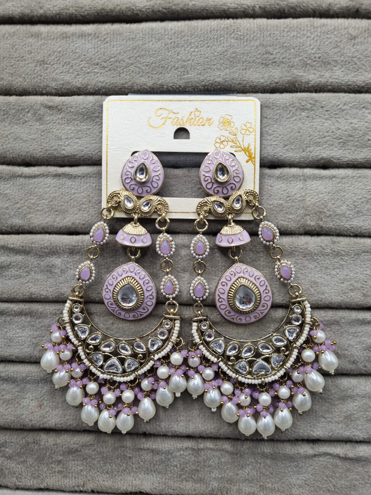 Handcrafted Meenakari & Pearl Bahubali Earrings