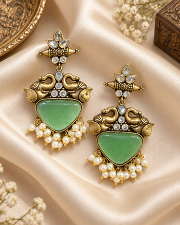 Handcrafted Elephant Motif Drop Earrings