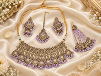 Baby Pink Champagne Bridal Choker Set With Earring set