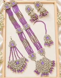 Traditional Gold Pletad Long Necklace Set 5-Piece For Woman & Girls