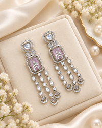 Geometric Rectangular Stone Chandelier Drop Earrings