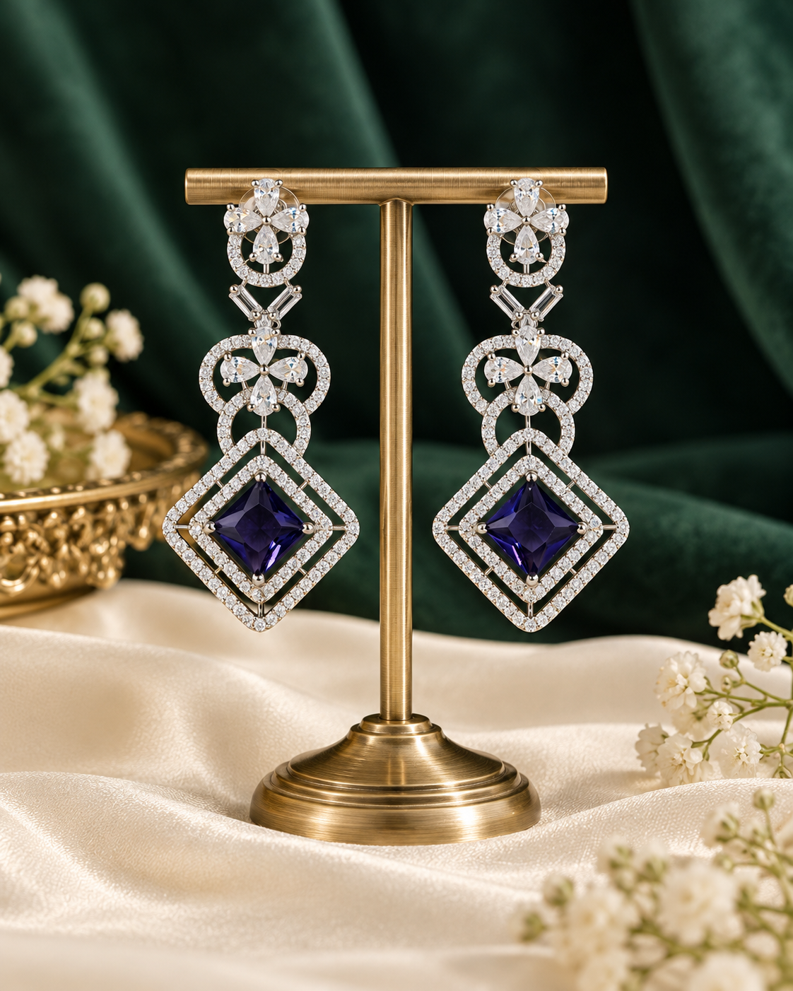 Tiered Crystal Statement Drop Earrings