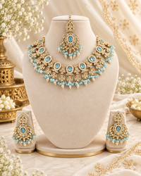 Traditional Wedding Choker Set Earrings with & Maang Tikka