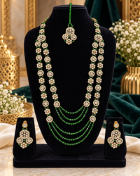 Elegant Crystal Rani Haar Jewellery Set with Matching Cluster Earrings and Tikka