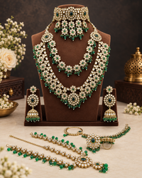 Complete Bridal Jewelry Set – Antique Gold-Plated Choker, Rani Haar & Accessories