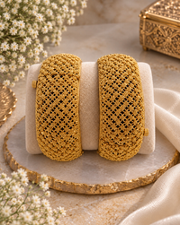 Copper Wide Gold-Tone Mesh Work Kada