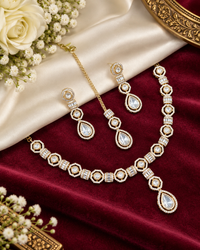 Elegant Teardrop Choker Set with Matching Tikka & Earrings