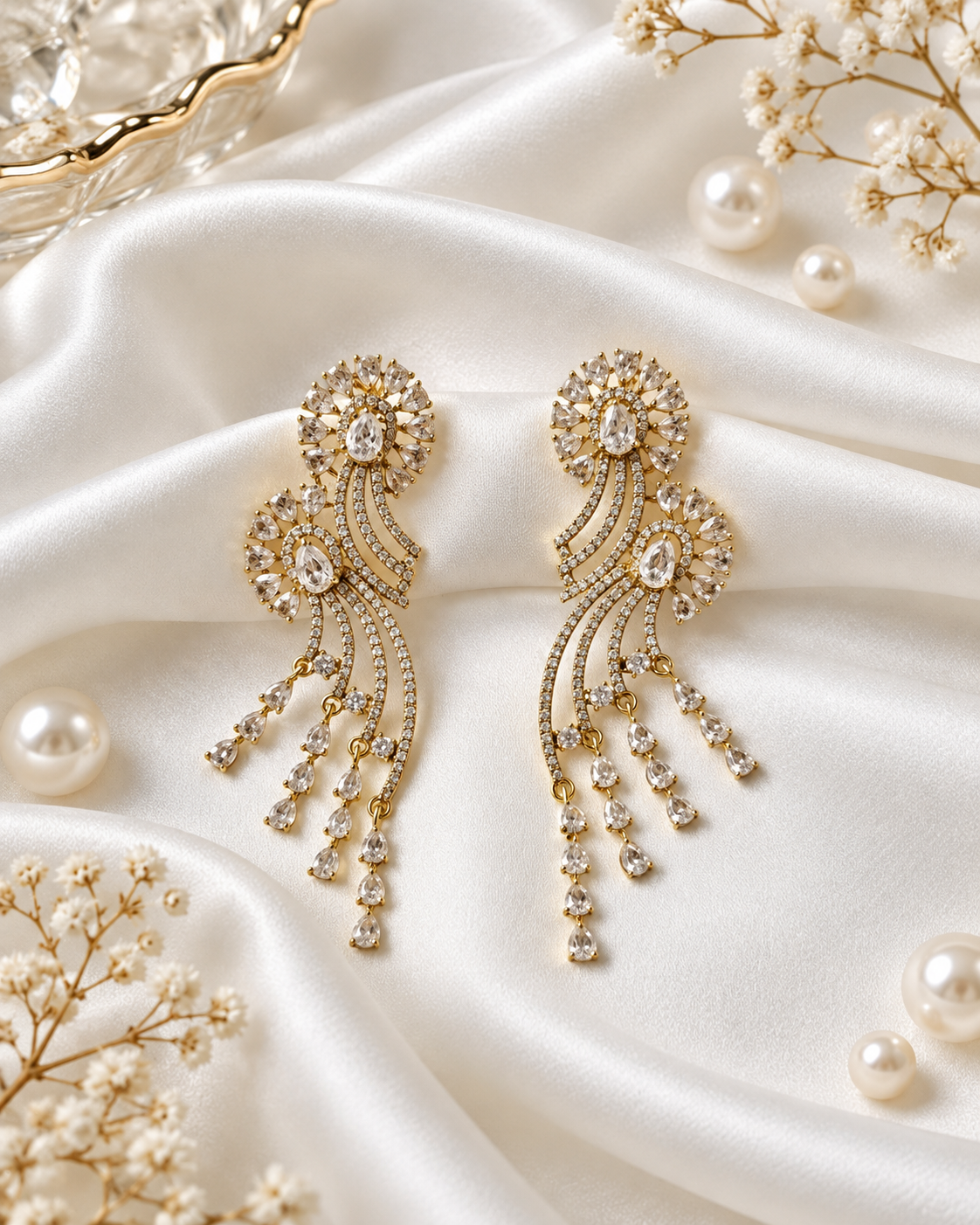 Elegant American Diamond Dangle Earrings For Woman & Girls