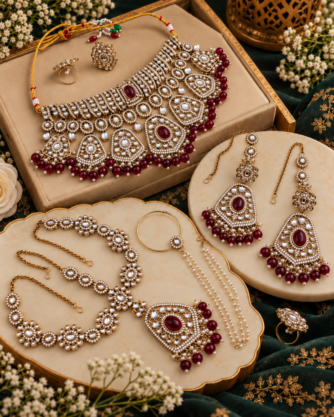 Traditional Kundan Half Bridal Jewellery Set