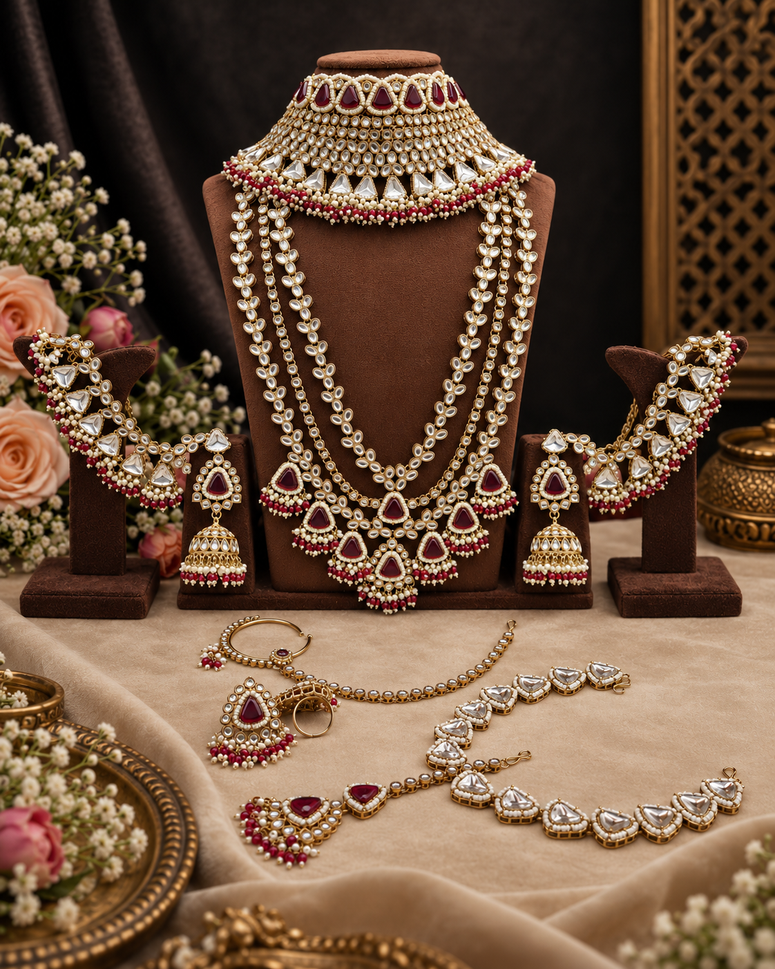 Bridal Choker & Multi-Layered Haar Jewelry Set