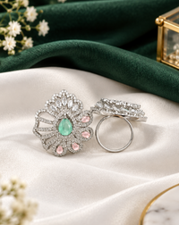 Mint Green & Blush Pink Teardrop Statement Ring