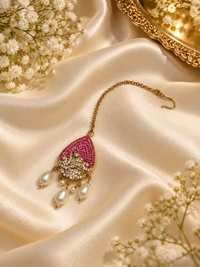 TRADITIONAL KUNDAN & BEAD BRIDAL MAANG TIKKA