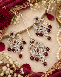 Intricate Stone-Studded Chandbali Earring & Maang Tikka Set