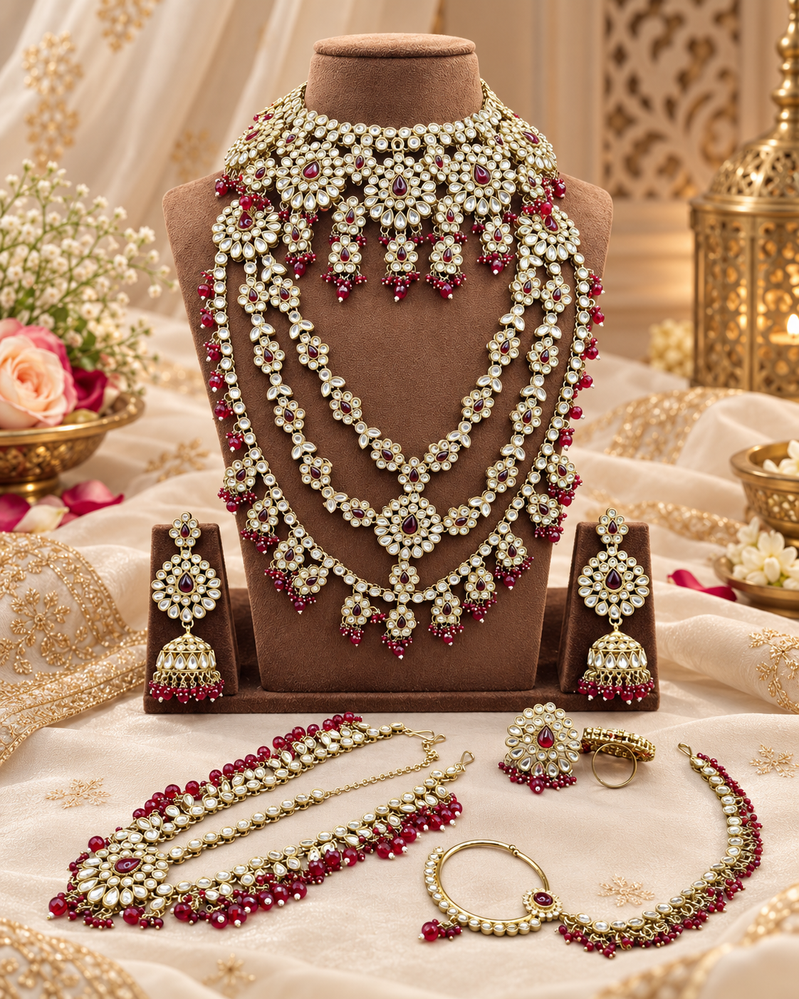 Royal Bridal Jewelry Set – Multi-Layered Haar & Choker Set