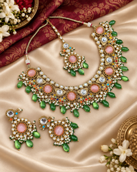 Traditional Gold-Tone Kundan Choker Set with Pearl Accents