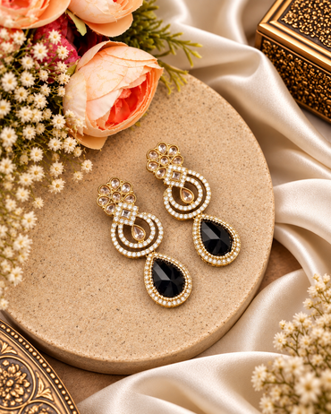 Teardrop Crystal Art Deco Statement Earrings