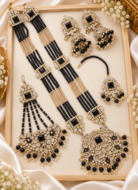 Traditional Gold Pletad Long Necklace Set 5-Piece For Woman & Girls