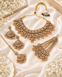 The Mughal Bride Antique Gold Maroon Choker Set