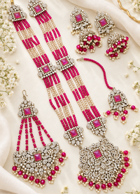 Traditional Gold Pletad Long Necklace Set 5-Piece For Woman & Girls